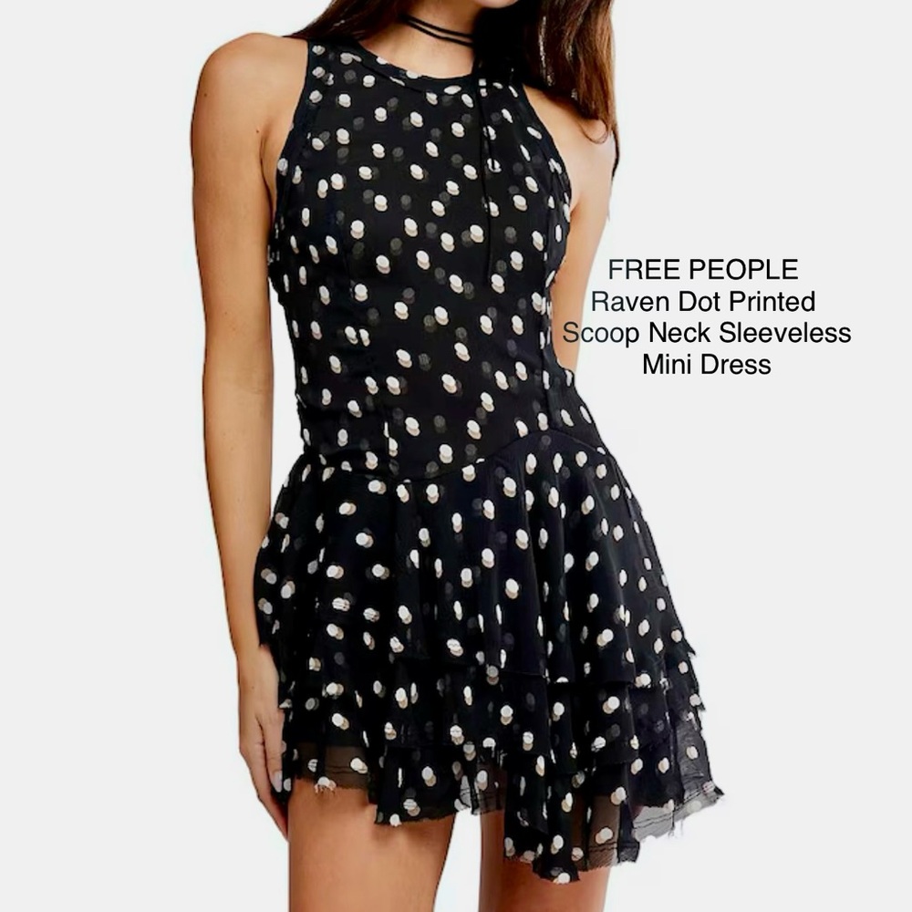 Free People Black and White Dot Mini Dress